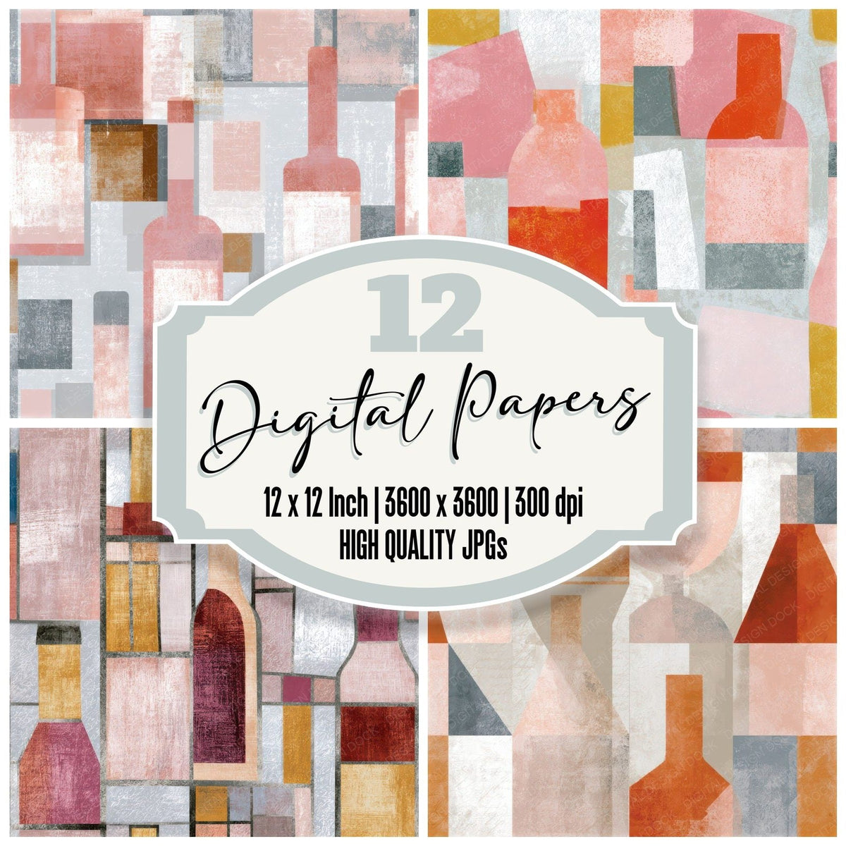 Bauhaus Cherry Soda Rose Seamless Digital Paper Pack (DDD017666)
