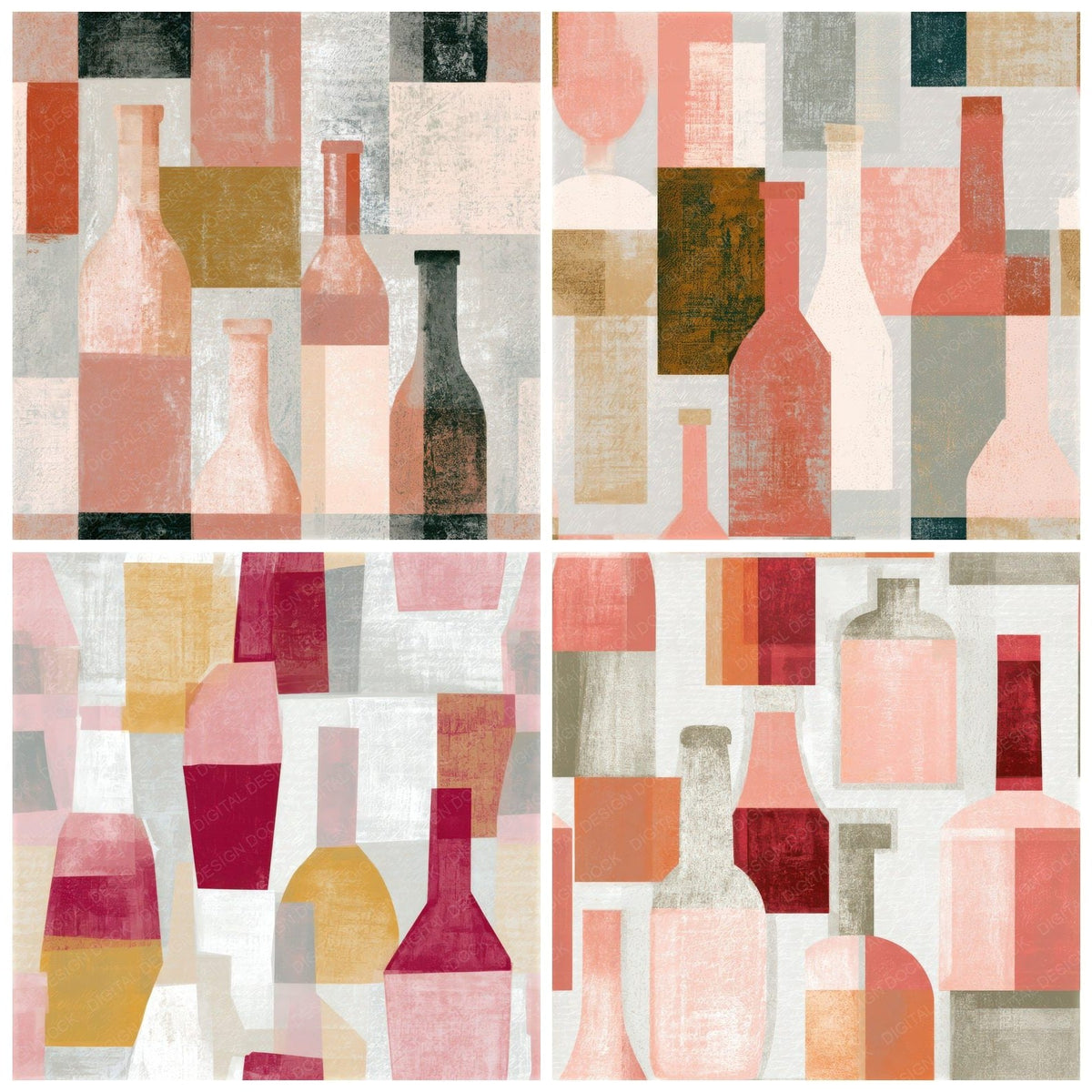 Bauhaus Cherry Soda Rose Seamless Digital Paper Pack (DDD017666)