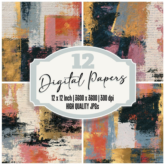 Expressionist Glitch Grey Rose Digital Paper Pack (DDD017674)