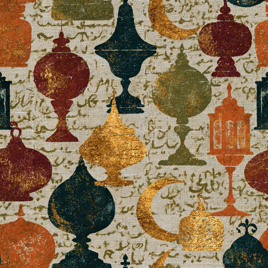 Single Blueprint Arabian Nights Clay Olive digital paper shown full size