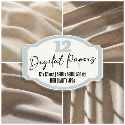 Sun Faded Canvas Sailcloth Cream Ochre Walnut digital paper pack cover showing four of the 12 papers