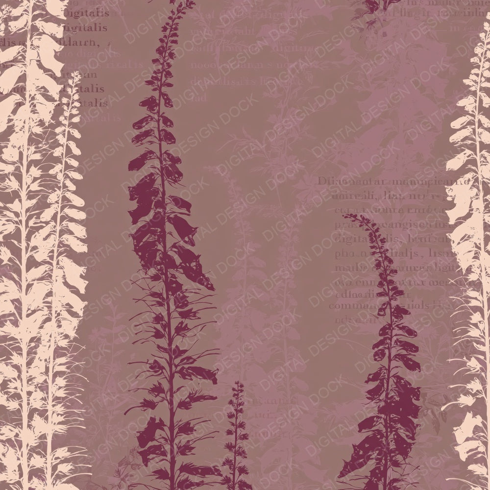 Foxglove Flower Woodland Shade Dusty Magenta Bone Digital Paper Pack (DDD017751)