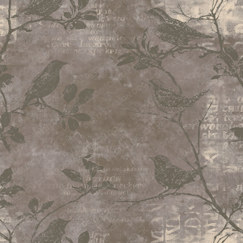 Wryneck Bird Orchard Brown Bark Grey Bone Digital Paper Pack (DDD017804)