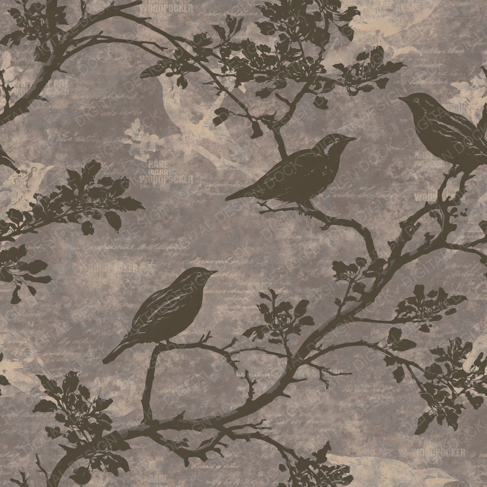 Wryneck Bird Orchard Brown Bark Grey Bone Digital Paper Pack (DDD017804)