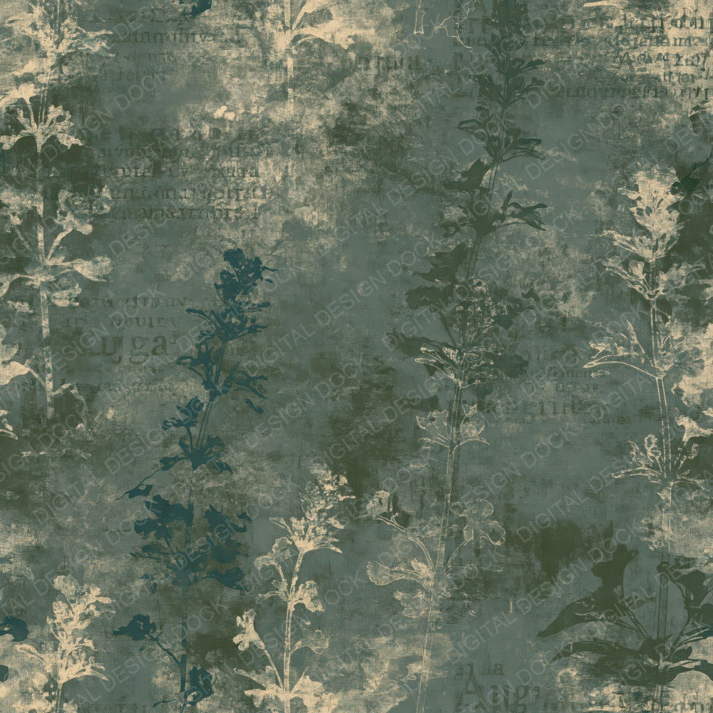Bugle Flower Woodland Green Gentian Blue Bone Digital Paper Pack (DDD017890)