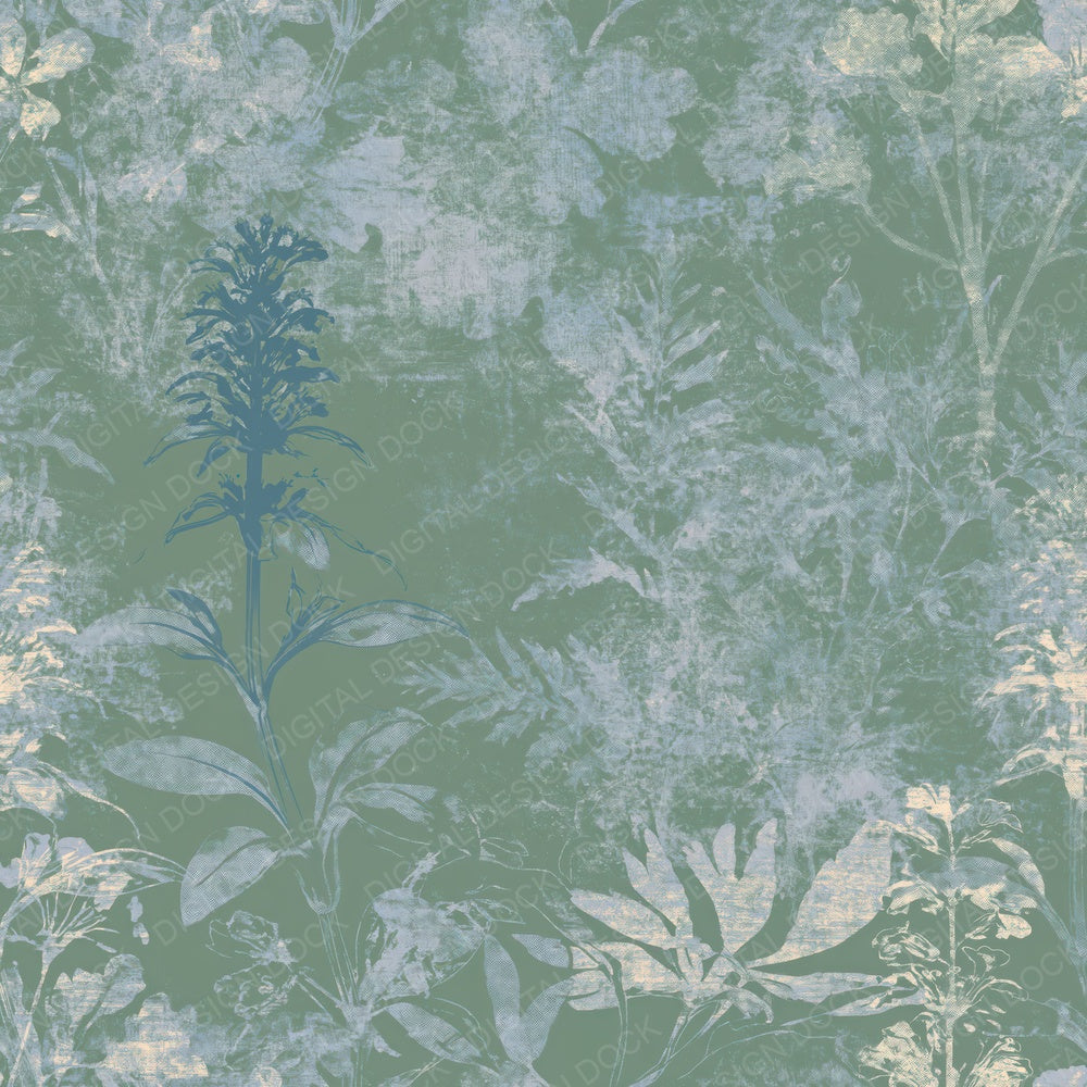 Bugle Flower Woodland Green Gentian Blue Bone Digital Paper Pack (DDD017890)