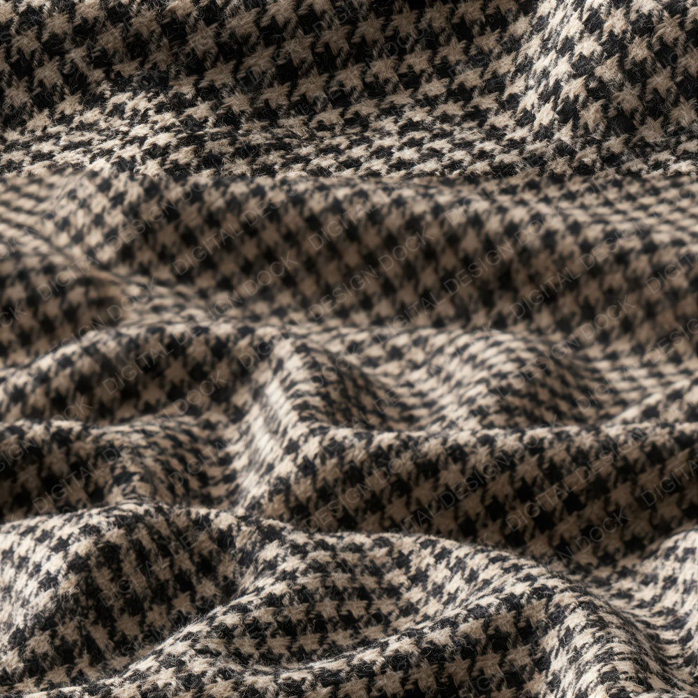 Houndstooth Wool Oatmeal Coal Black Cream Seamless Digital Paper Pack (DDD017933)