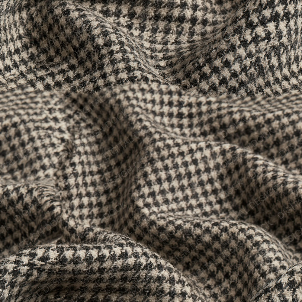 Houndstooth Wool Oatmeal Coal Black Cream Seamless Digital Paper Pack (DDD017933)