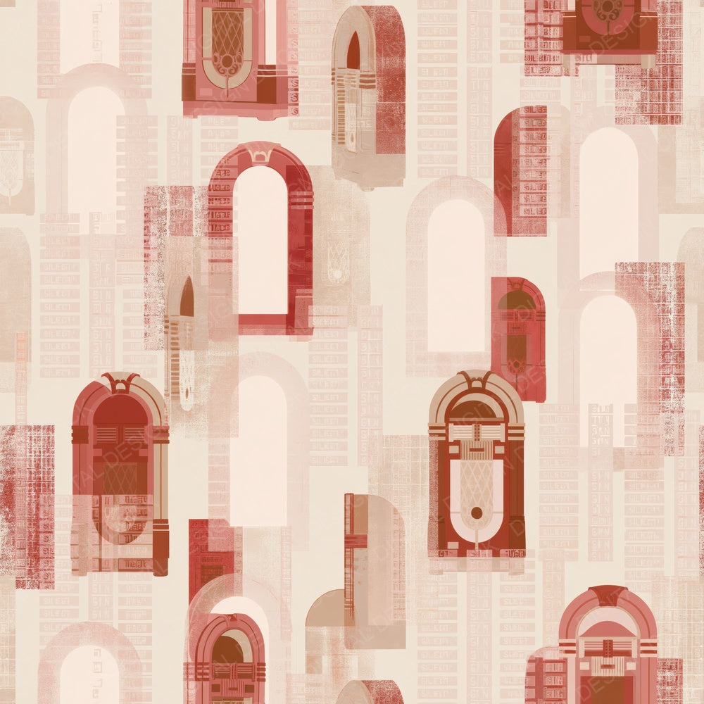 Vintage Jukebox Diner Cream Cherry Red Chrome Digital Paper Pack (DDD017942)