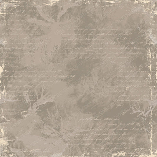 Single Jackalope Cryptid Prairie Dusk Antler Bronze Bone digital paper shown full size