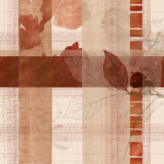 Single Pattern Studio Chestnut Burr Bone Chestnut Russet Autumn Leaf digital paper shown full size