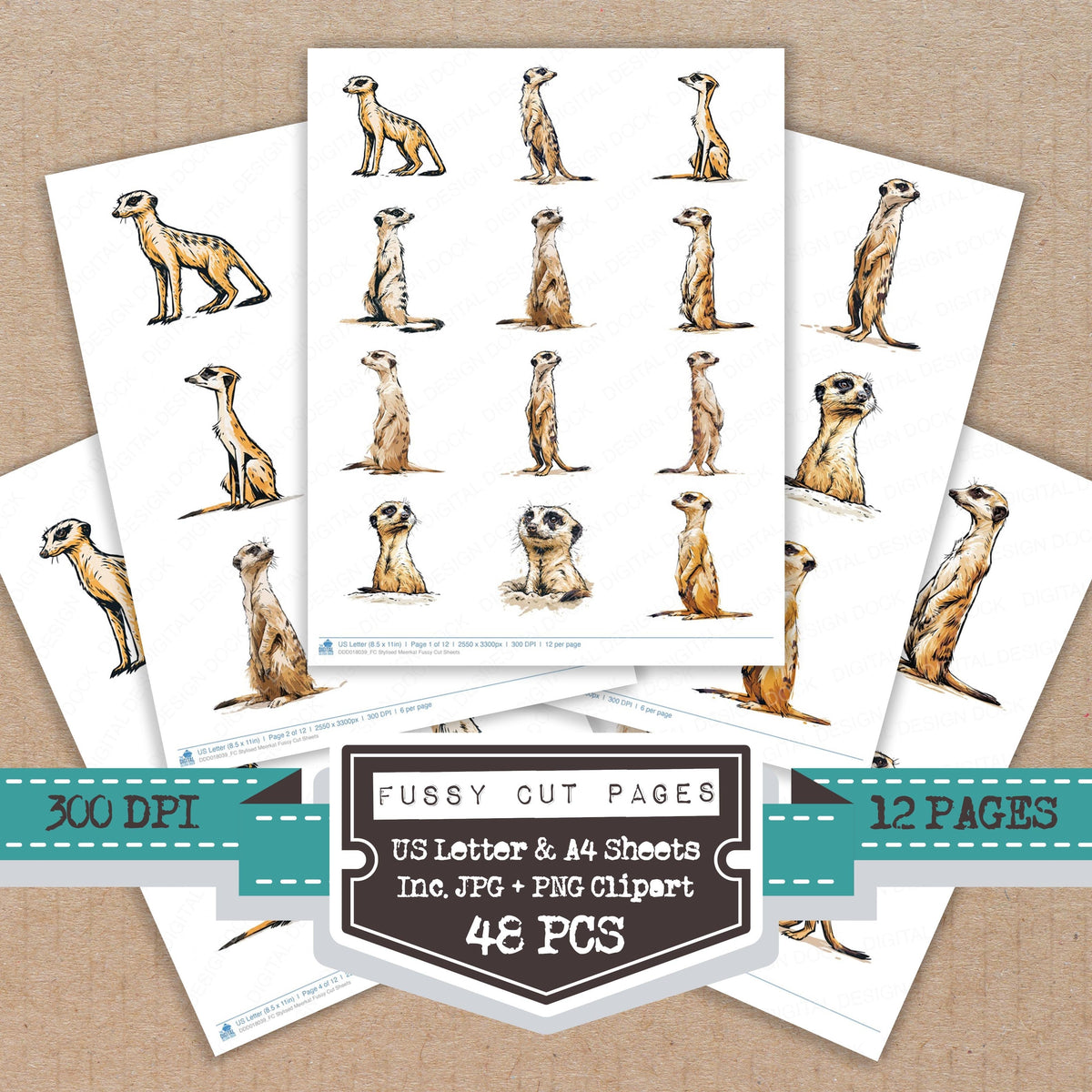 Stylised Meerkat Fussy Cut Sheets (DDD018039)