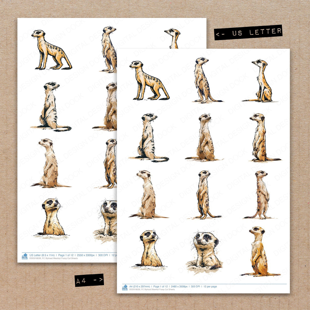 Stylised Meerkat Fussy Cut Sheets (DDD018039)