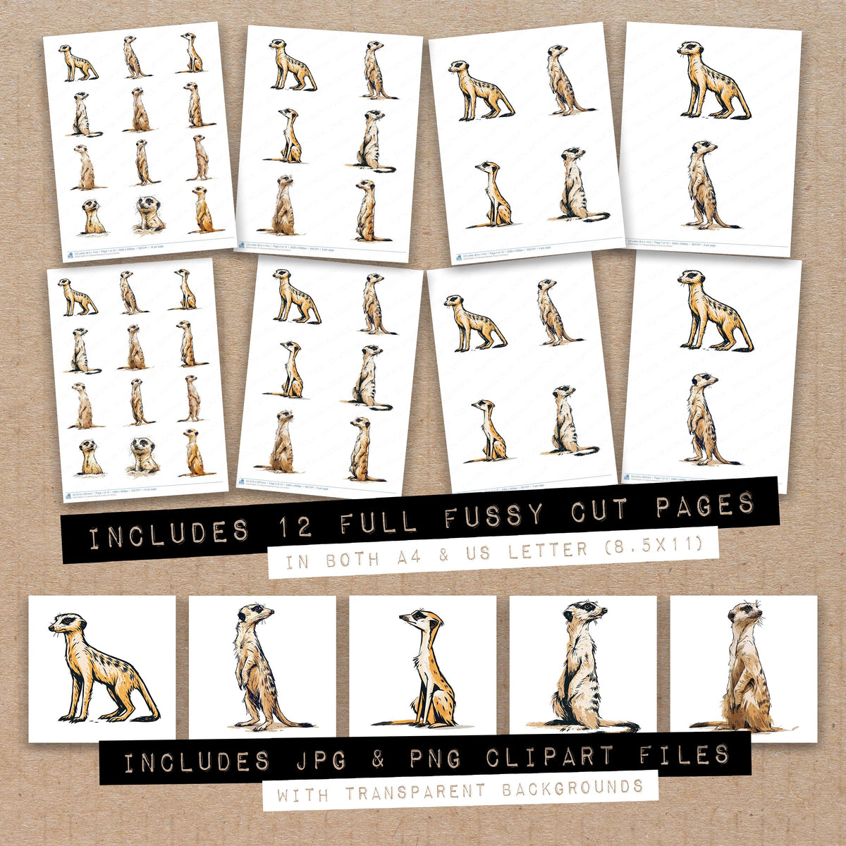 Stylised Meerkat Fussy Cut Sheets (DDD018039)