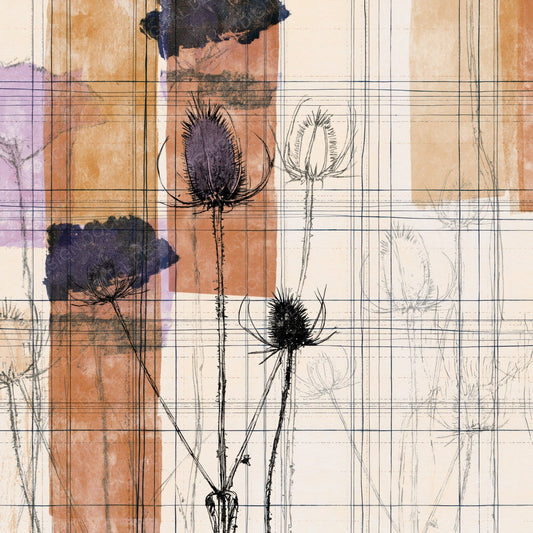 Single Pattern Studio Wild Teasel Bone Teasel Purple Seed Brown digital paper shown full size