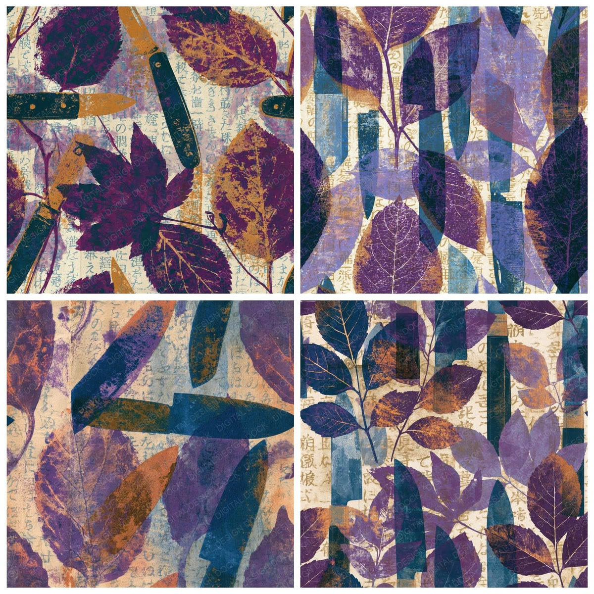 Blueprint Pocket Knives Plum Bone Seamless Digital Paper Pack (DDD018127)