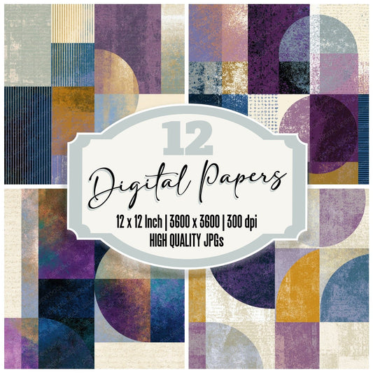 Bauhaus Pearl Lilac Abstract Digital Paper Pack (DDD018147)