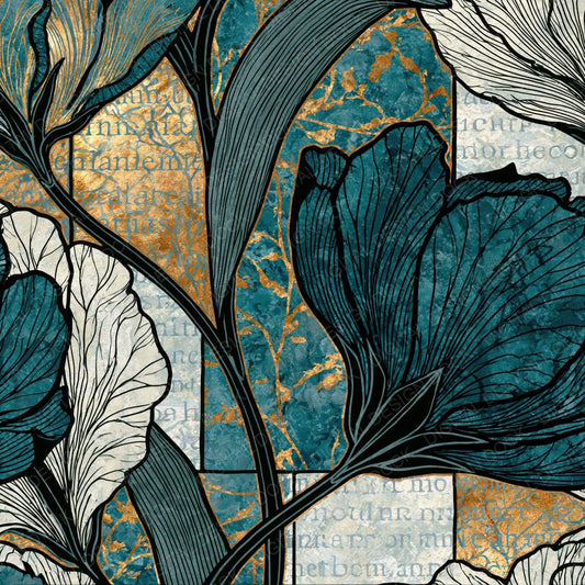 Beardsley Teal Pearl Abstract Digital Paper Pack (DDD018148)
