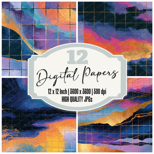 Vaporwave Port Milk Abstract Digital Paper Pack (DDD018161)