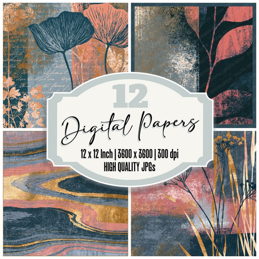 Woodblock Ash Rose Tonal Digital Paper Pack (DDD018164)
