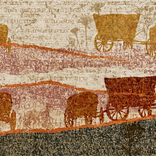 Single ASCII Pioneer Wagons Ochre Pink digital paper shown full size