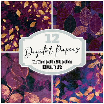 Colour Field Tiny Shoes Plum Aubergine digital paper pack cover showing four of the 12 papers