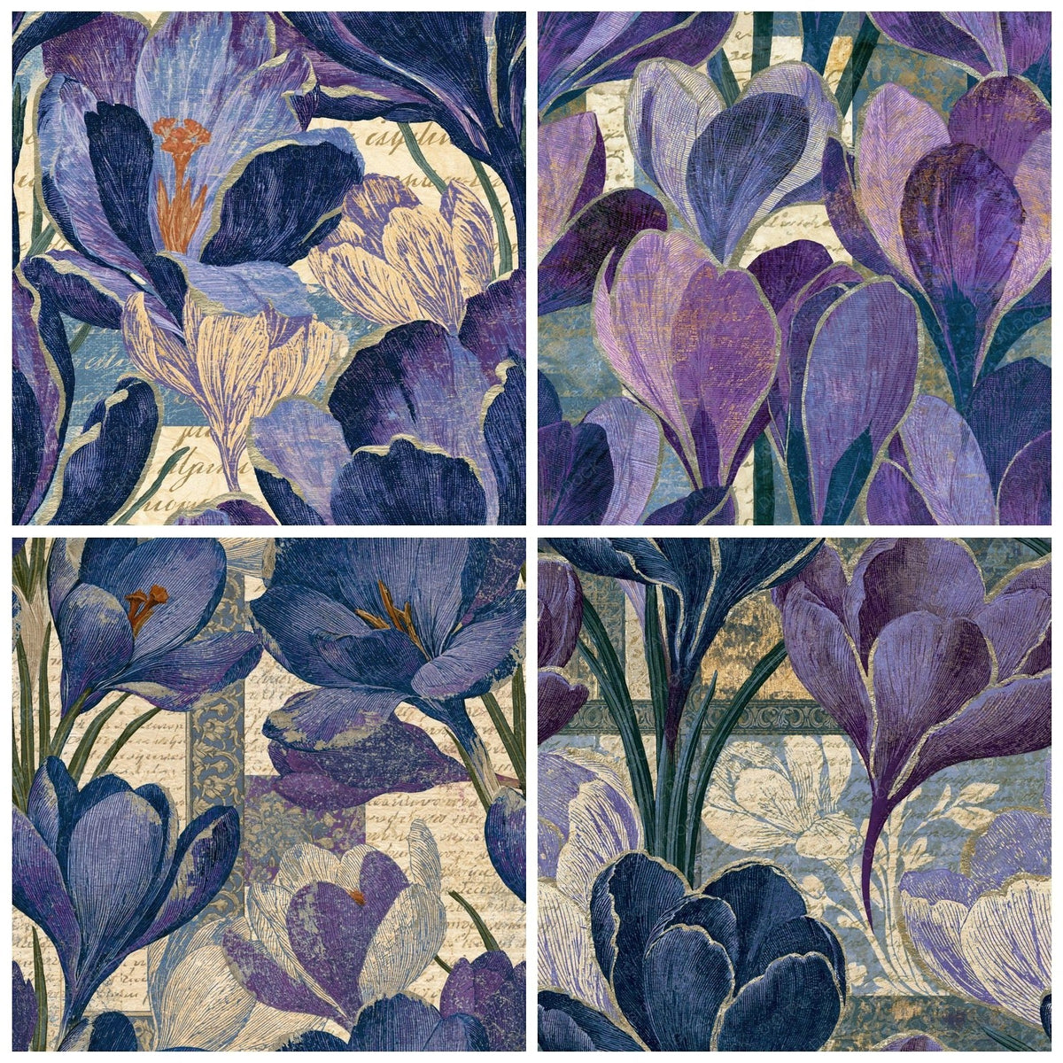 Victorian Crocus Amethyst Bone Seamless Digital Paper Pack (DDD018201)