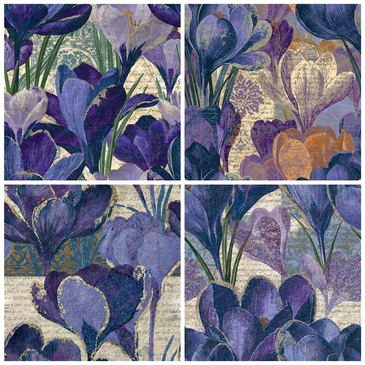 Victorian Crocus Amethyst Bone Seamless Digital Paper Pack (DDD018201)