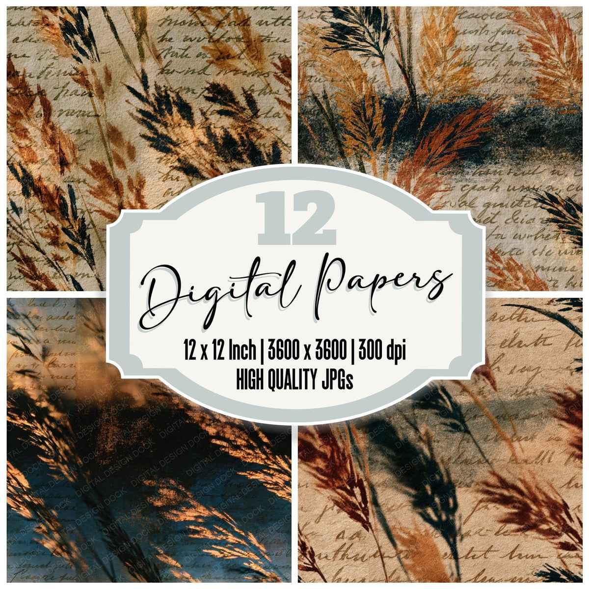 Wet Plate Reeds Cream Seamless Digital Paper Pack (DDD018203)