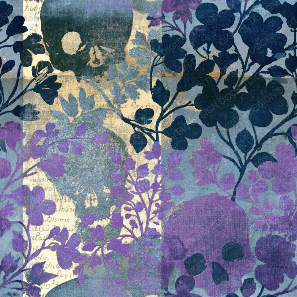 Photogram Skulls Violets Oyster Seamless Digital Paper Pack (DDD018218)