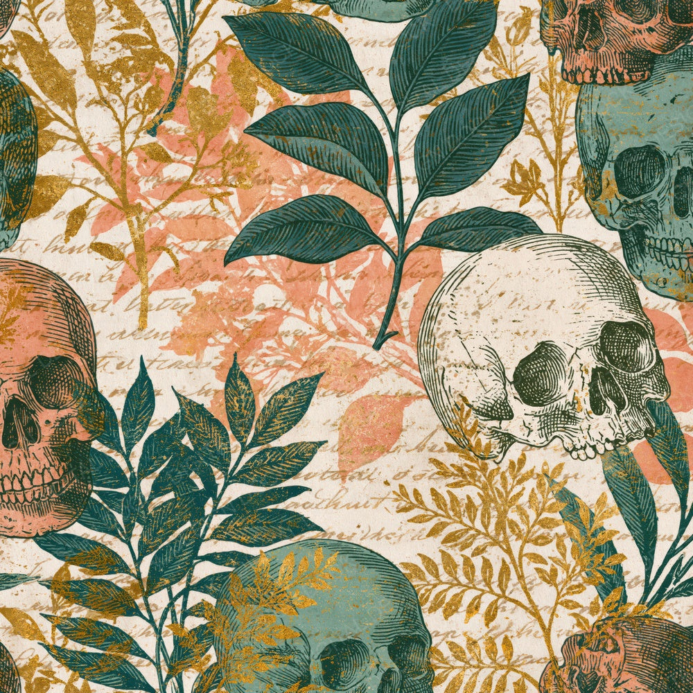 Antique Botanical Skulls Peach Sage Digital Paper Pack (DDD018225)