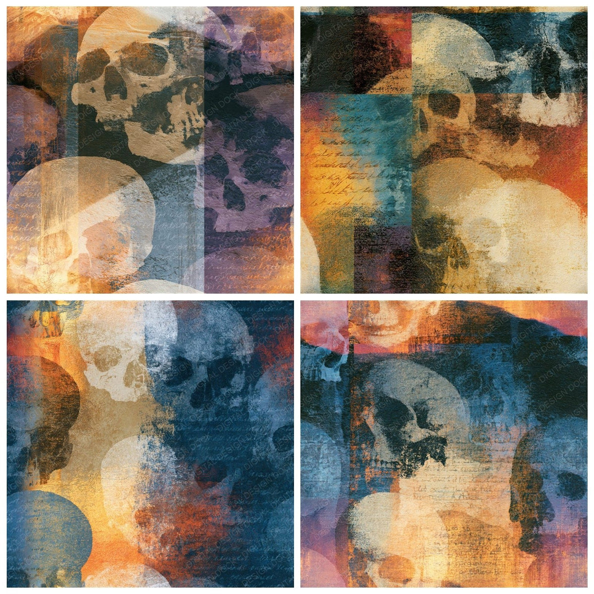 Infrared Skulls Mushroom Ivory Seamless Digital Paper Pack (DDD018254)