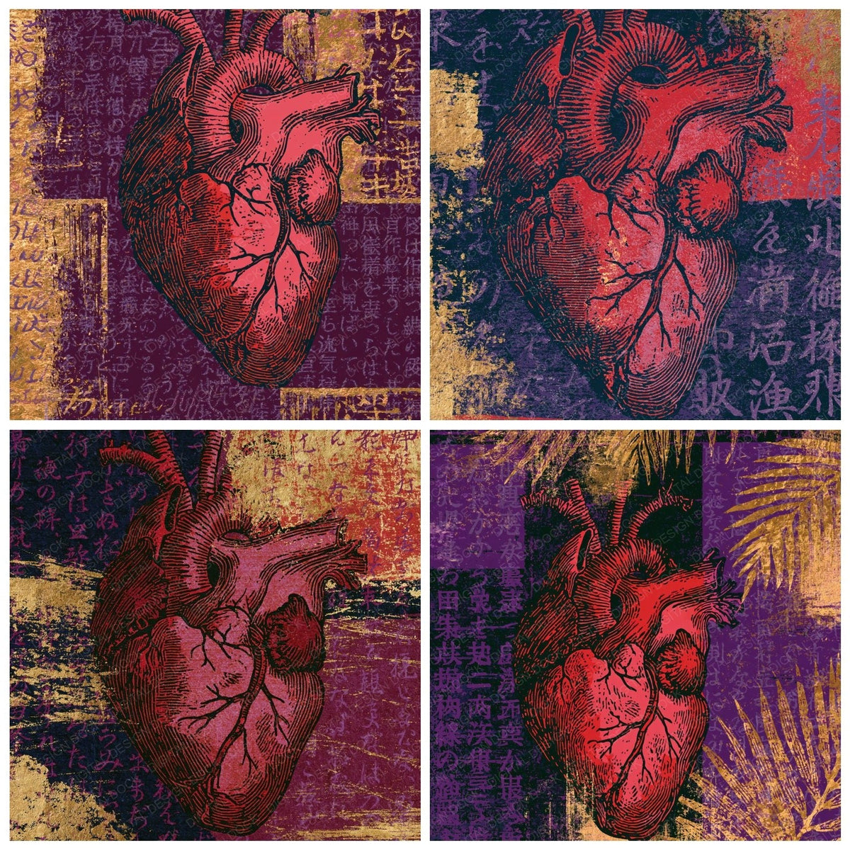Penny Dreadful Heart Aubergine Texture Digital Paper Pack (DDD018257)