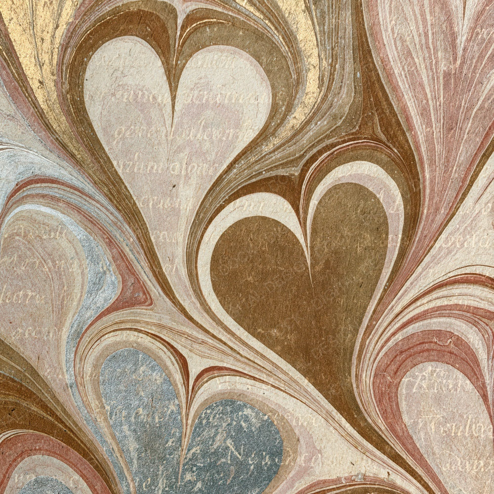Paper Marbling Hearts Sepia Rose Abstract Digital Paper Pack (DDD018296)