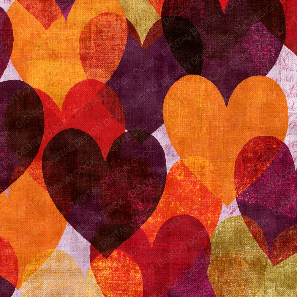 Screenprint Love Hearts Pumpkin Wine Abstract Digital Paper Pack (DDD018302)