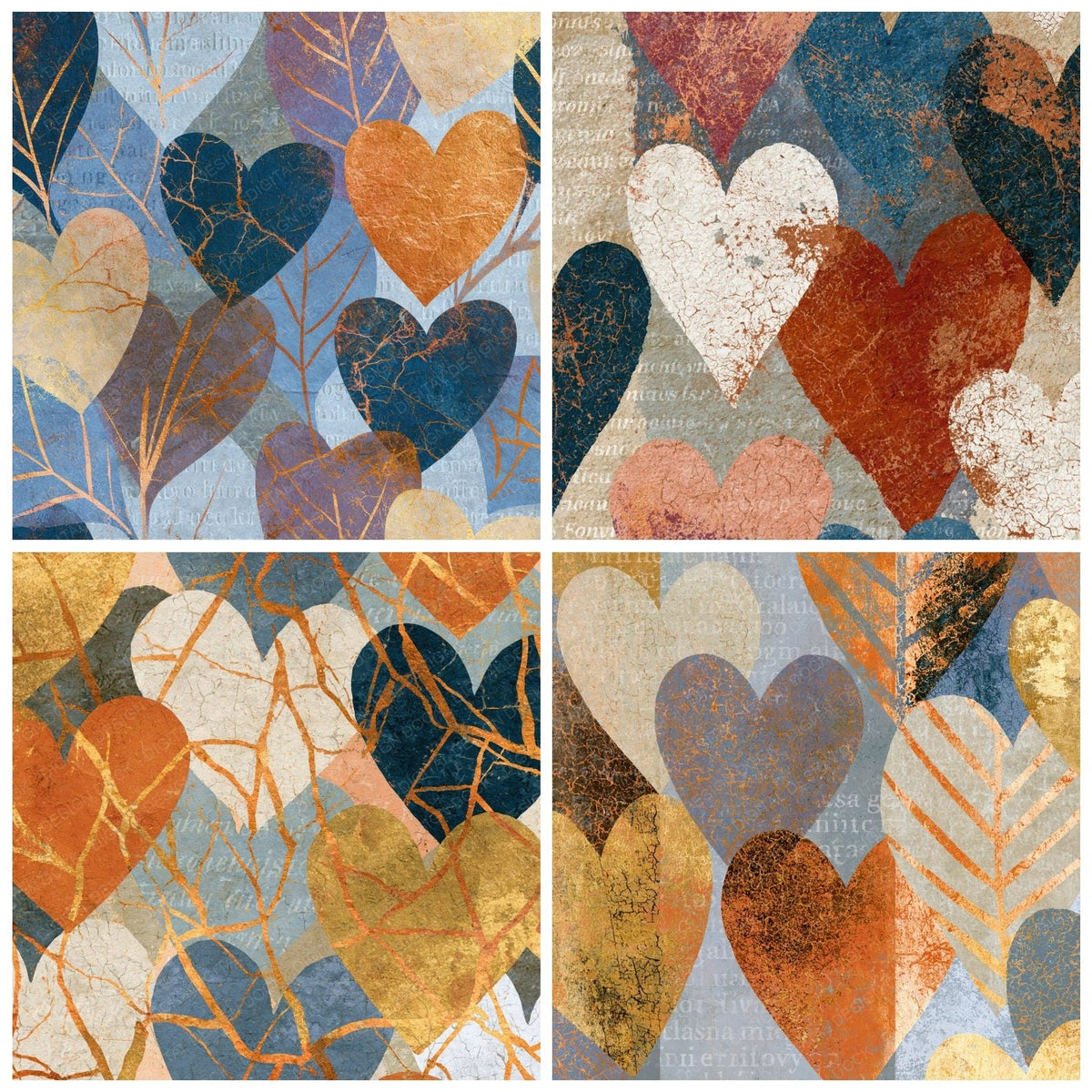 Batik Love Hearts Oat Linen Abstract Digital Paper Pack (DDD018305)