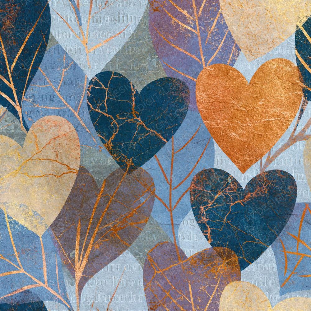 Batik Love Hearts Oat Linen Abstract Digital Paper Pack (DDD018305)