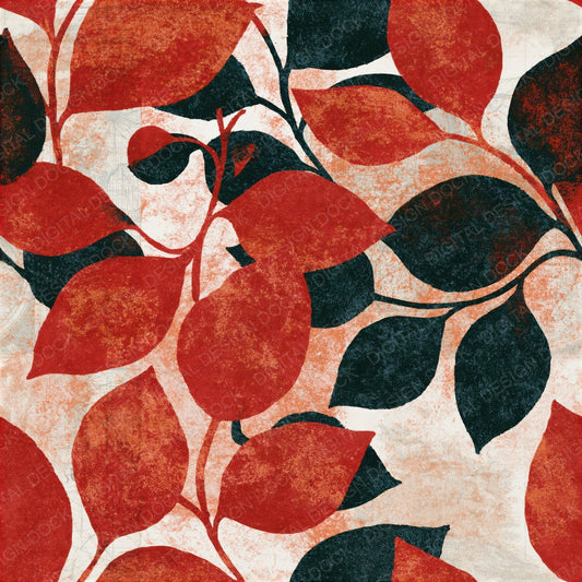 Single Mezzotint Leaf Crimson Coal Seamless digital paper shown full size