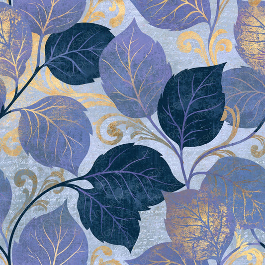 Single Rococo Leaf Violet Grey Abstract digital paper shown full size