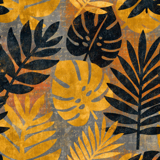 Single Tiki Leaf Yellow Obsidian Abstract digital paper shown full size
