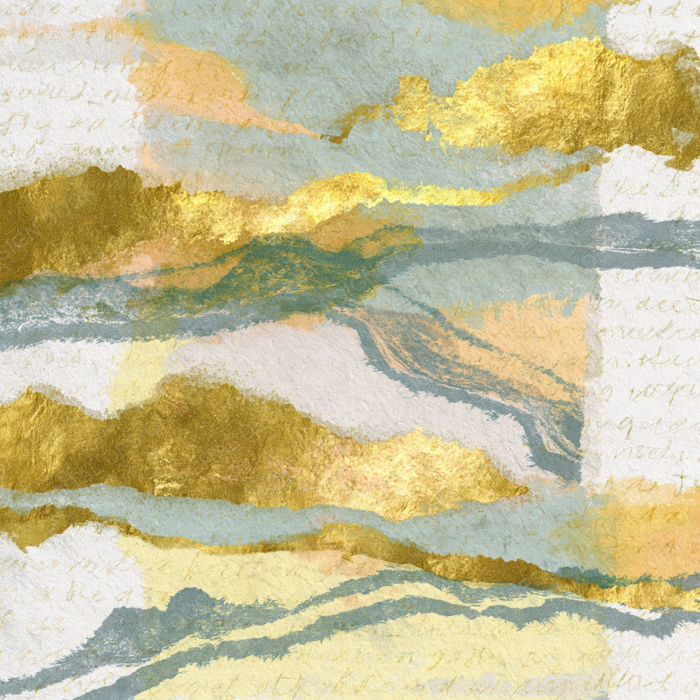 Drypoint Gold Leaf Sage Primrose Abstract Digital Paper Pack (DDD018326)