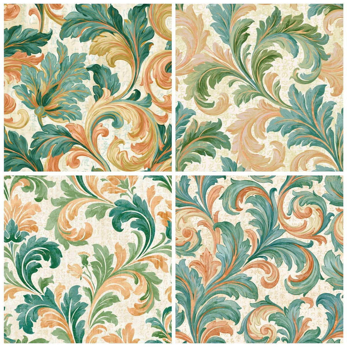 Baroque Bee Outlines Green Ivory Digital Paper Pack (DDD018387)