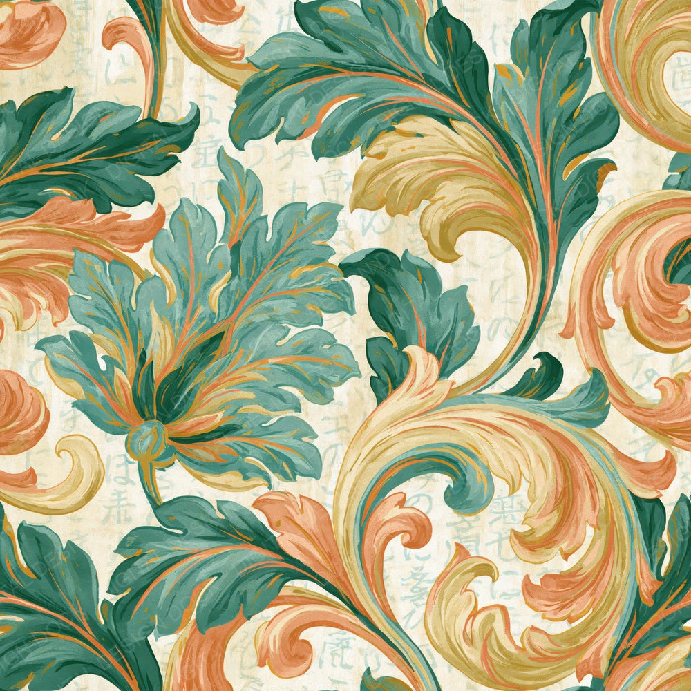 Baroque Bee Outlines Green Ivory Digital Paper Pack (DDD018387)