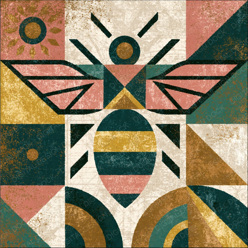 Aztec Bee Outlines Blush Sage Digital Paper Pack (DDD018406)