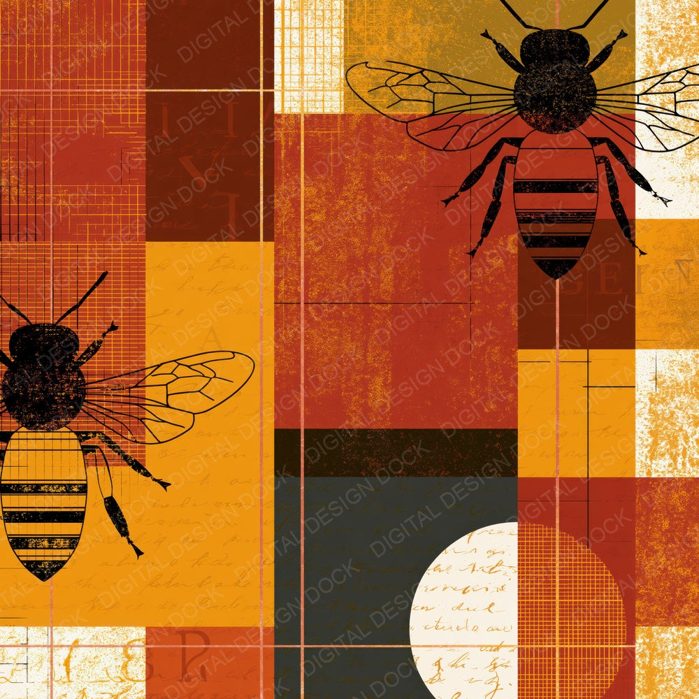 Bauhaus Bee Outlines Caramel Gold Digital Paper Pack (DDD018407)