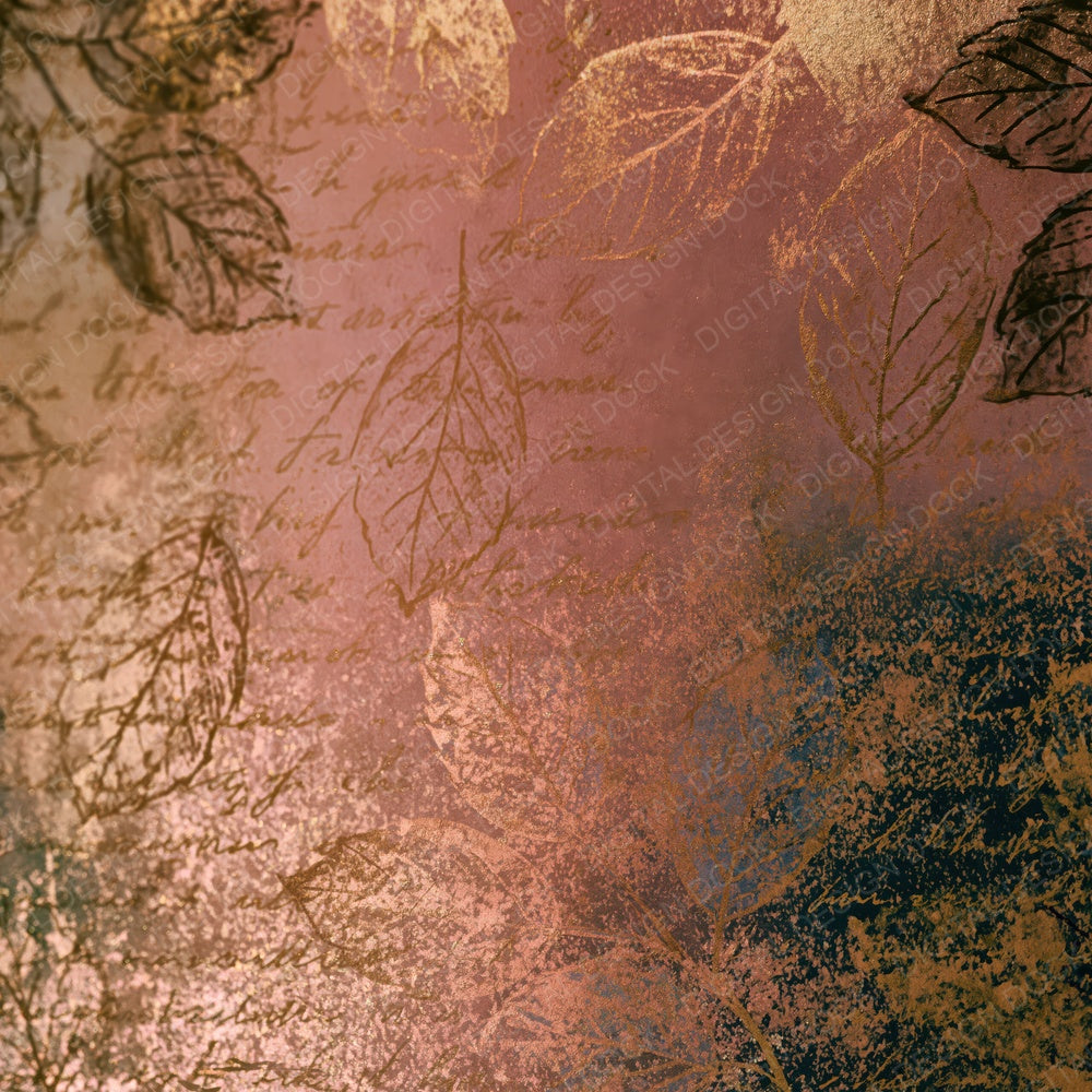 Wet Plate Leaf Outlines Rose Gold Moss Digital Paper Pack (DDD018444)