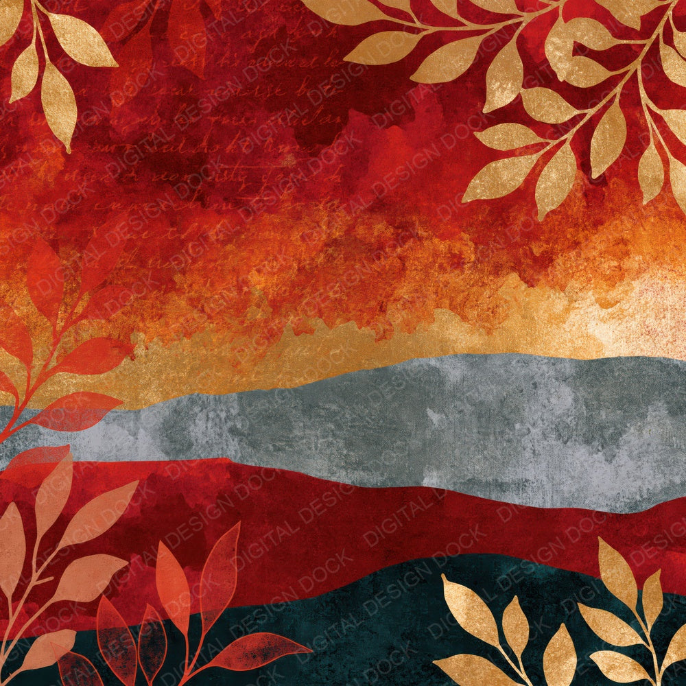 Storybook Leaf Outlines Ember Texture Digital Paper Pack (DDD018462)