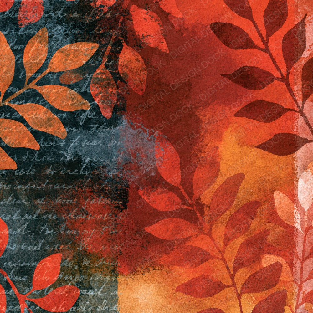 Storybook Leaf Outlines Ember Texture Digital Paper Pack (DDD018462)