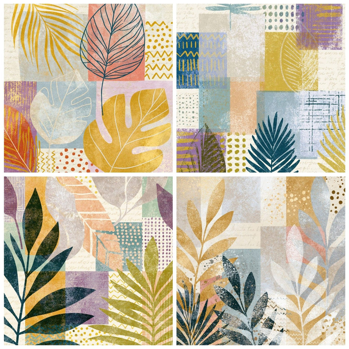 Memphis Leaf Outlines Champagne Pearl Abstract Digital Paper Pack (DDD018473)