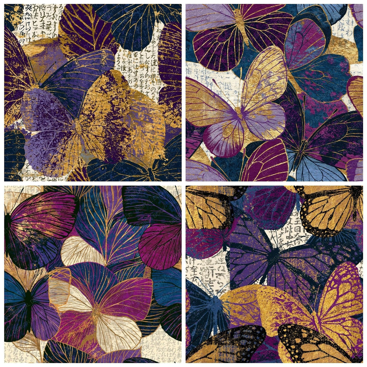 Maximalist Butterfly Plum Damson Seamless Digital Paper Pack (DDD018536)